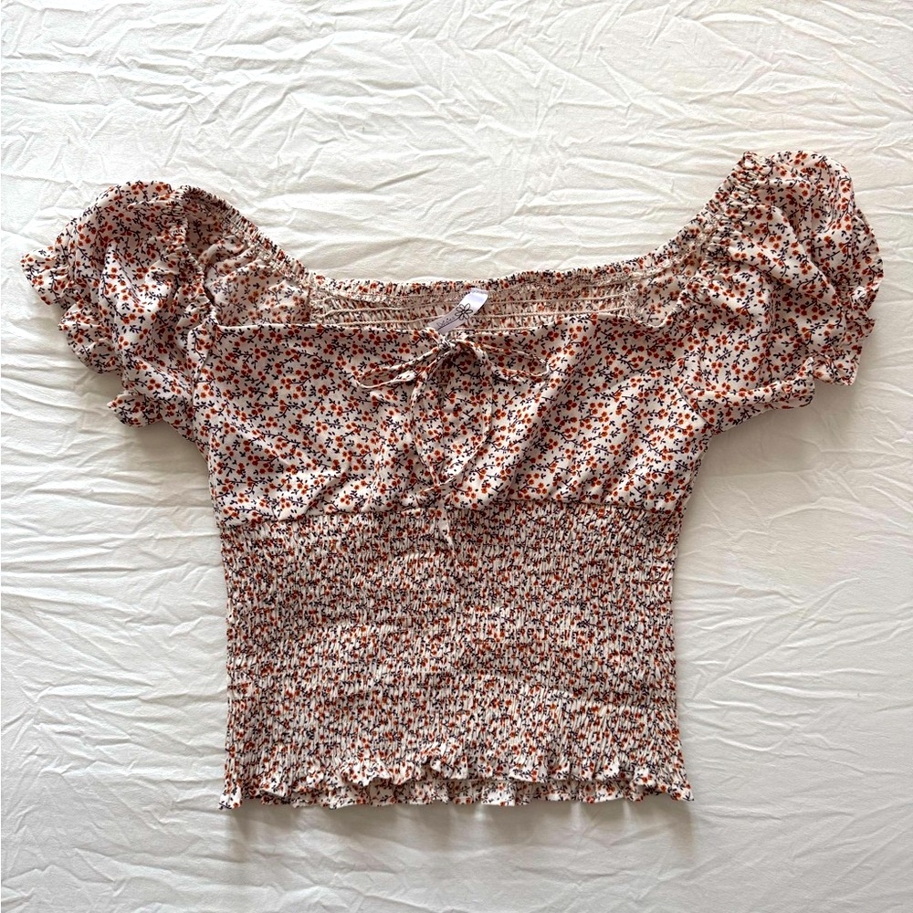 Floral Smocked Off-Shoulder Top